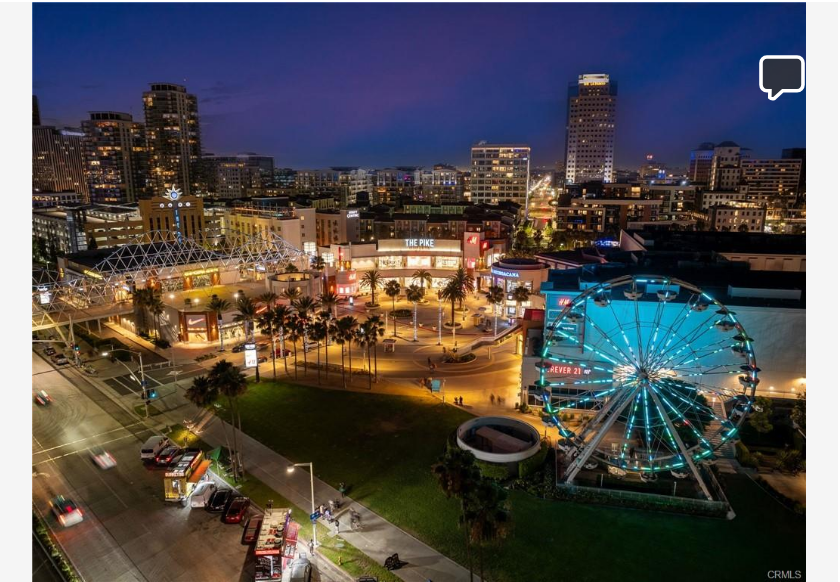 Downtown Long Beach skyline and waterfront at twilight