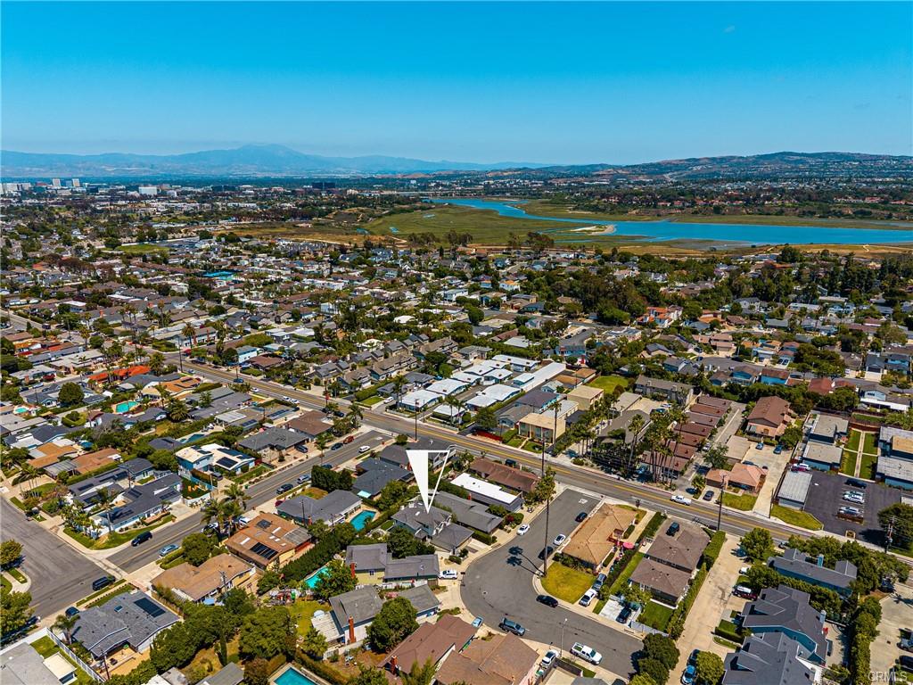 Aerial view of an established Westminster residential neighborhood