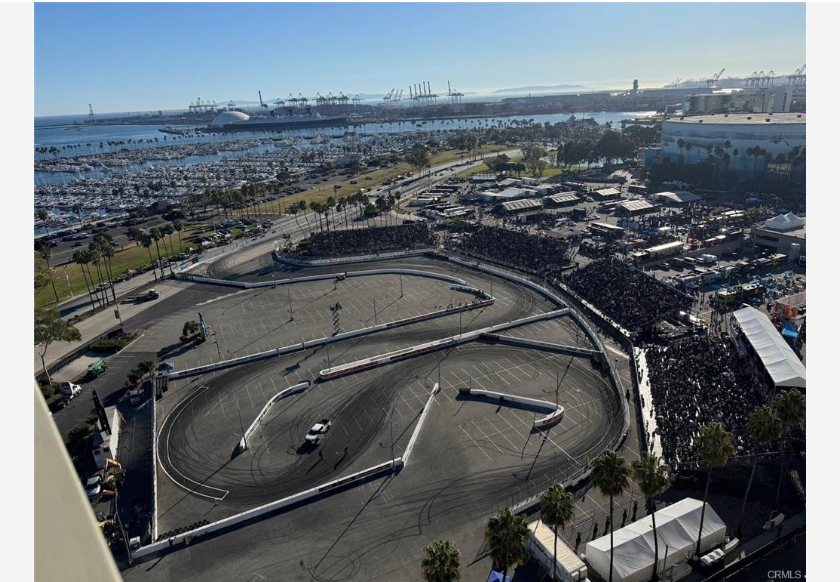 Long Beach waterfront and Grand Prix circuit from above