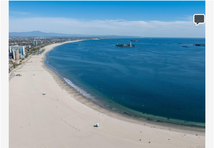 Long Beach shoreline and beach near Ocean Boulevard