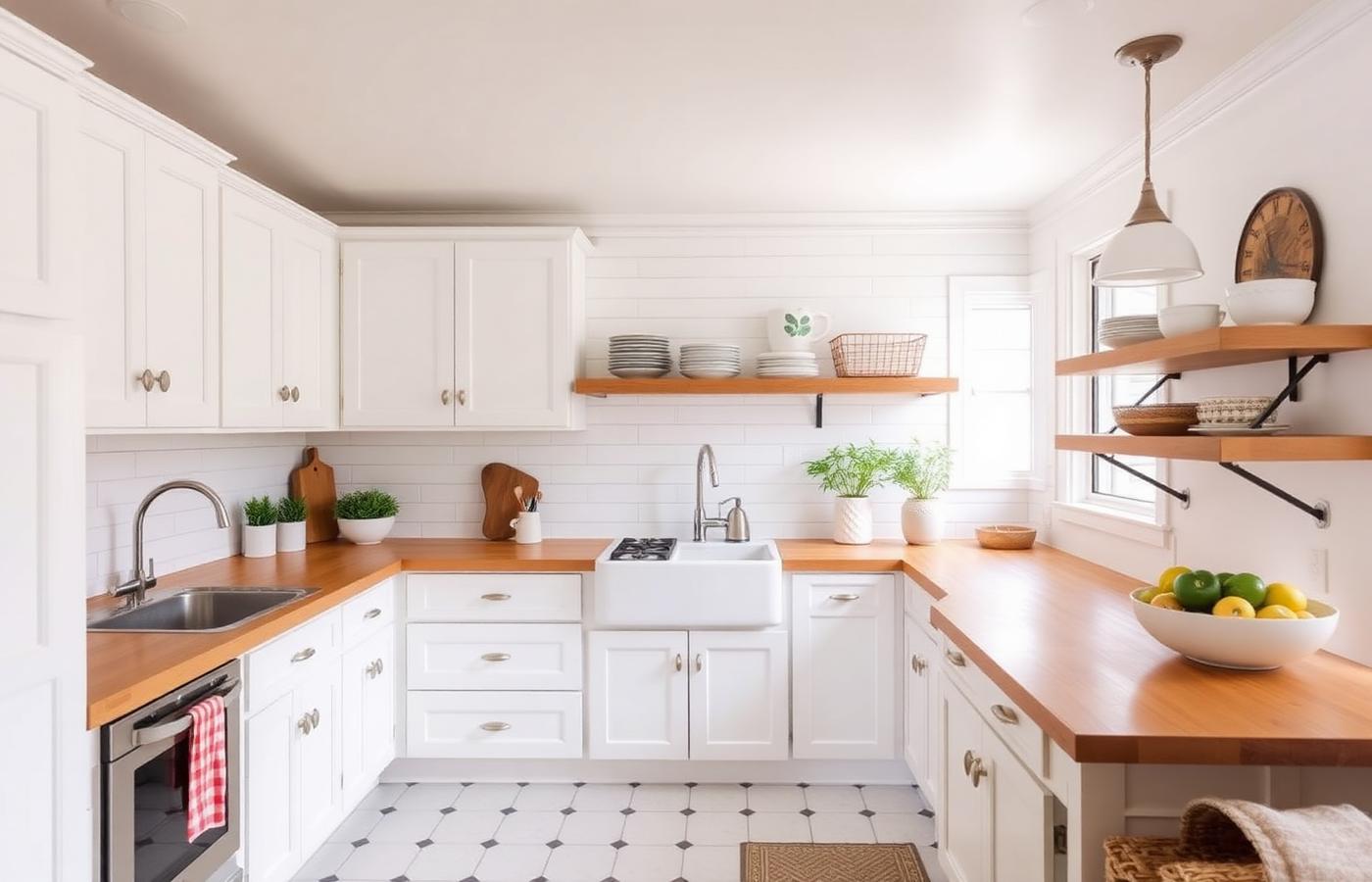 1209 Huntington St — bright white kitchen with open shelving