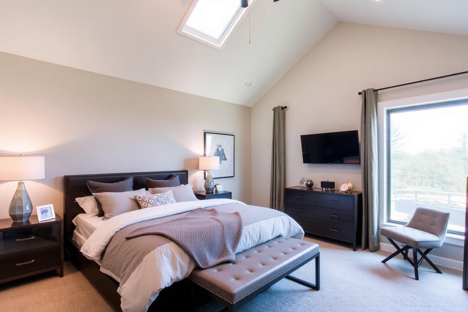 3667 Elm Ave — primary bedroom suite with vaulted ceiling