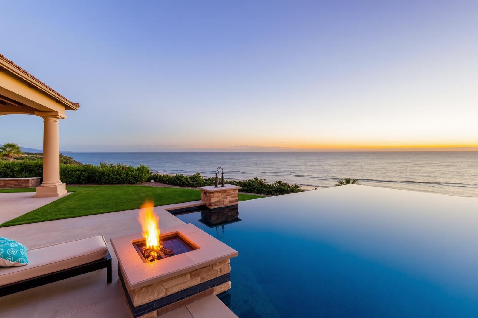 18 Swimmers Pt — infinity-edge pool overlooking the Pacific