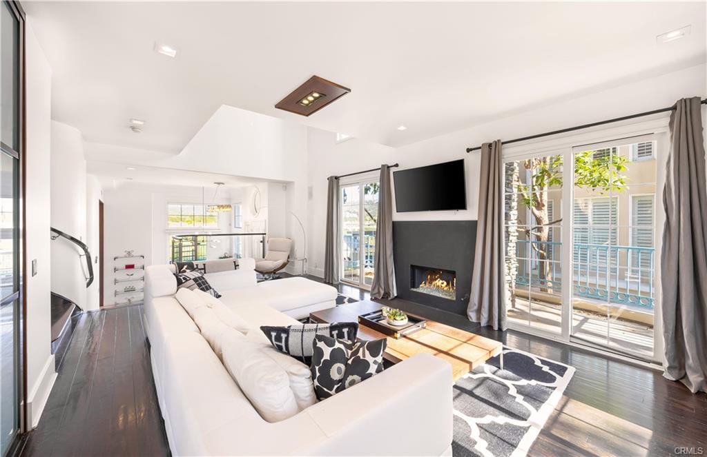 4 Chandon — living room with fireplace and soaring ceilings